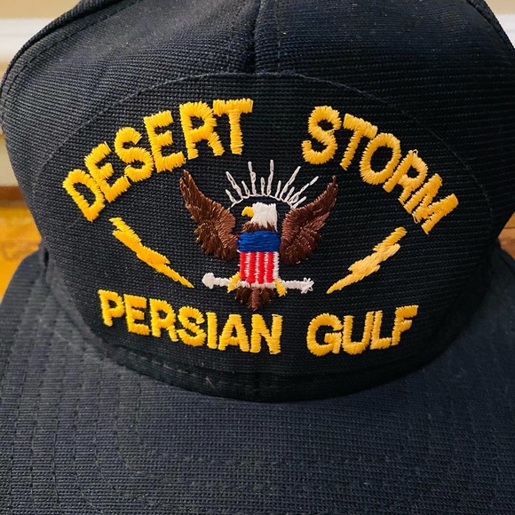 Vintage 90s Desert Storm Persian Gulf Navy Snapback Trucker Hat Cap Made in USA - Picture 2 of 7